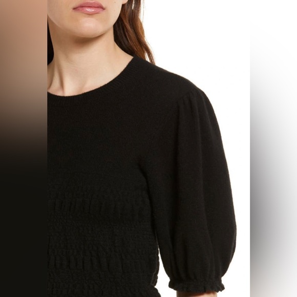 NWOT FRAME Smocked Puff Sleeve Cashmere Sweater - Picture 5 of 6